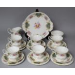 A Royal Albert Berkeley Pattern Teaset to Comprise Six Cups, Milk and Sugar, Six Saucers, Six Side