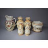 A Collection of Five Pieces of Blush Ivory to Include Large Vases, Two Smaller Examples and a