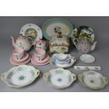 A Collection of Various Ceramics to Comprise Capodimonte Lidded Bowl, Part Harvest Pink Pattern