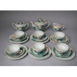 A 20th Century Japanese Mount Fuji Decorated Teaset to Comprise Teapot, Milk, Sugar, Cups, Saucers