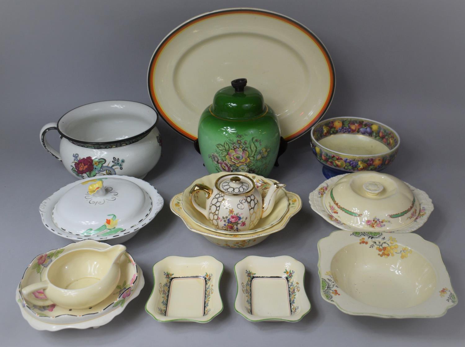 A Collection of Various Mid 20th Century Ceramics to Include Glazed Crown Devon Baluster Shaped