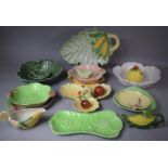 A Collection of Various Mid/Late 20th Century Cabbage Ware and Fruit Decorated Ceramics to Include