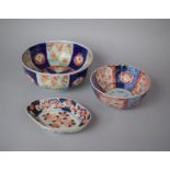 Three Pieces of Early/Mid 20th Century Japanese Imari, to Include Large Bowl, Fluted Example and a