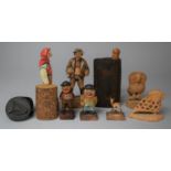 A Small Collection of Carved Wooden Figures and Ornaments, Some Black Forest and a Irish Bog Oak