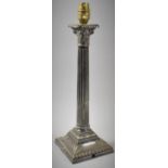 A Silver Plated Corinthian Column Table Lamp Base by Walker & Hall, 38cm high