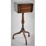 A Mahogany Drop Flap Lamp Table with Two Drawers on Tripod Support, Spade Feet, 76cm high