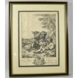 A Framed French Engraving "Rural Tranquility", 33x23cm