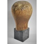 A 19th Century Carved Wooden Wig Stand Mounted on Later Wooden Cube Stand, Total Height 32cm