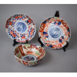 Three Pieces of Early 20th Century Japanese Imari to include Two Fluted Plates and a Bowl, Plates
