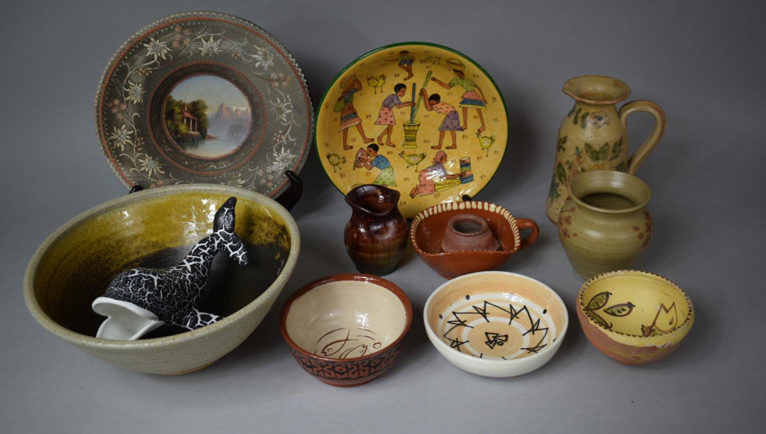 A Collection of Various Ceramics to Include Stoneware Bowl, Stoneware Charger with Hand Painted