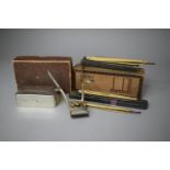 Three Cut Throat Razors, Vintage Hair Trimmer, Razor Box Together with a Vintage Pipe Box for