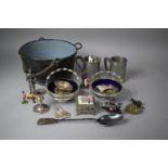 A Collection of Various Metalwares to Comprise Tankards, Silver Plated and Glass Baskets, Gin