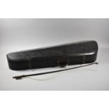 A Vintage Wooden Violin Case Containing Violin Bow