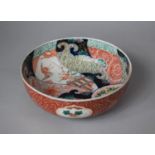 A 20th Century Japanese Imari Bowl with Panelled Decoration Featuring Oriental Scenes, 25cm Diameter