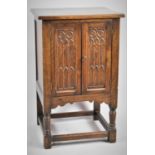 A Mid 20th Century Oak Side Cabinet with Panelled Doors, 47cm wide