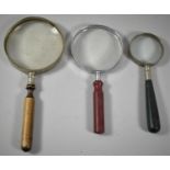 Three Vintage Magnifying Glasses, The Longest 20cm