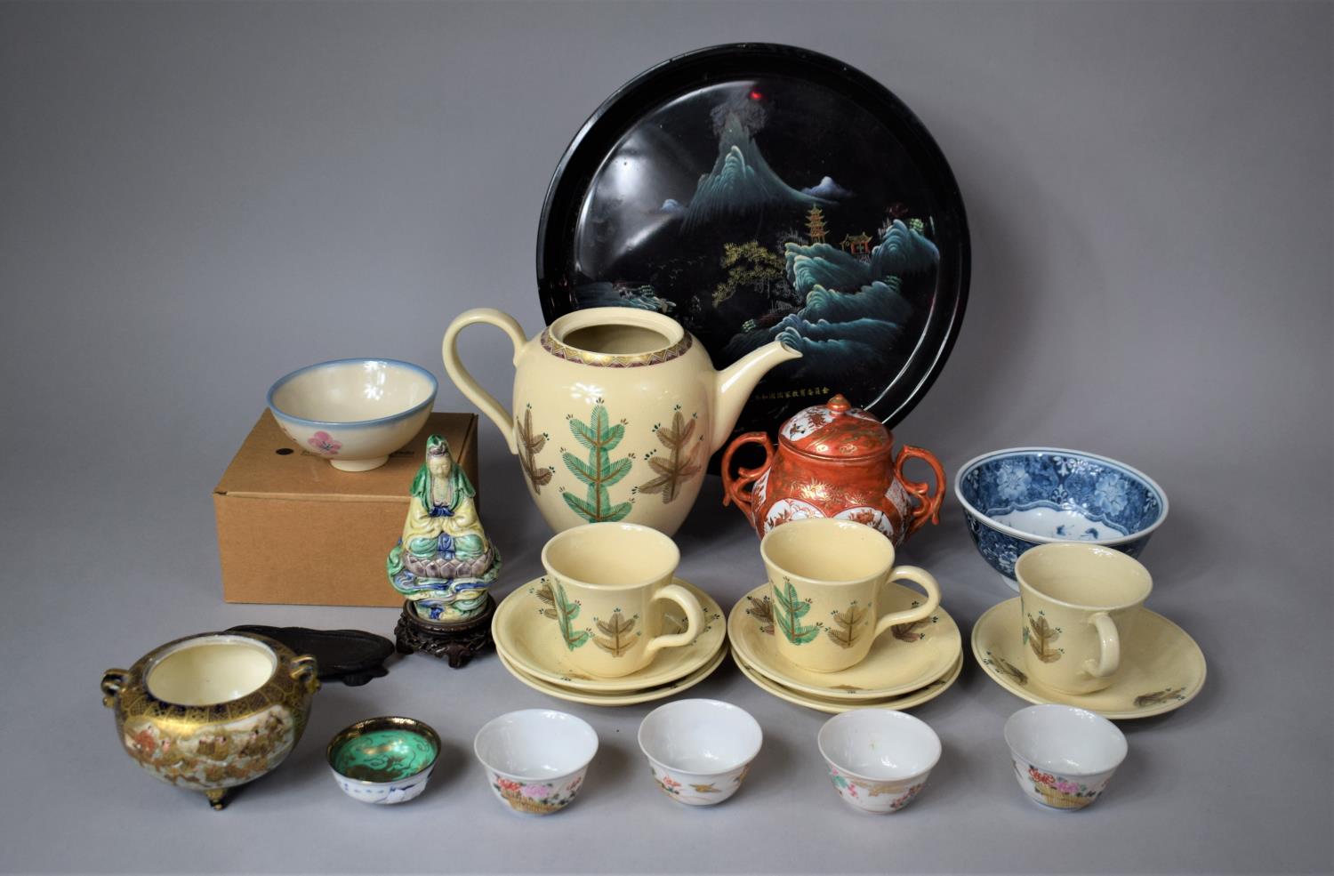 A Collection of 20th Century Oriental Items to Include Satsuma Globular Pot (missing Lid), Kutani