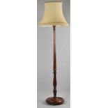 A Nice Quality Mid 20th Century Reeded Column Standard Lamp in Mahogany, Complete with Shade,