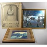 A Framed Photograph, Framed Iridescent Print The Snow Queen and Mounted Engraving, Monument in