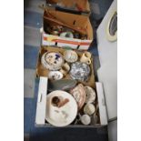 Three Boxes of Various Ceramics, Metalwares etc