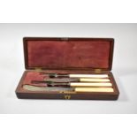 A 19th Century Mahogany Cased Four Piece Knife and Fork Set by Barlow of Lichfield