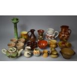A Collection of Various Glazed Stonewares to Comprise Candlestick, Jugs, Bowls, Vases, Studio