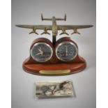 A Desktop 70th Anniversary Avro Lancaster Desktop Clock and Thermometer Together with a