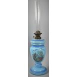 A Vintage Blue Glass Oil Lamp