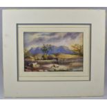 A Mounted but Unframed Watercolour Depicting Indian Pastoral Scene with Cattle and Chickens, 28x18cm
