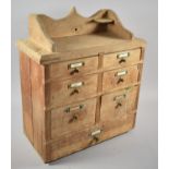 An Edwardian Galleried Wooden Tool Cabinet with One Long and Six Short and Graduated Draws, Complete