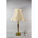A Modern Brass Ribbed Column Table Lamp and Shade, Total Height 80cm