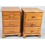 A Pair of Modern Three Drawer Bedside Chests, Each 40.5cm Wide