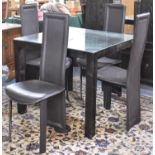 A Modern Smoked Glass Topped Dining Table and Four Chairs, Some with Scuffs