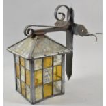 A Wall Mounting Coloured and Plain Glass Lantern Light Fitting, 30.5cm High