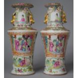 A Pair of Early 20th Century Canton Famille Rose Vases, One with Substantial Loss to Rim, 25cm high