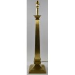 A Modern Brass Table Lamp of Tapering Obelisk Form, 61cm high