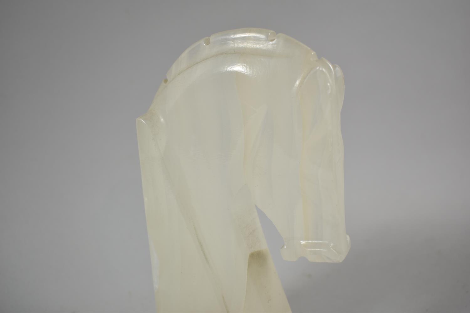 A Polished Stone and Glass Single Bookend in the Form of a Horse's Head, 18.5cm high - Image 2 of 2