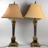 A Pair of Reproduction French Second Empire Style Table Lamps of Tapering Square Form, Complete with