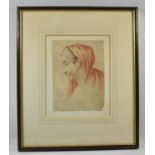 A 19th Century Pencil Portrait Hand Drawn Sketch of Maiden, 31x16cm