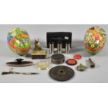 A Collection of Curios to Include Cigar Cutter, Choke Set for Shotgun, Easter Egg Boxes, Seals,