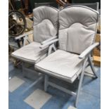 A Pair of Metal Framed Folding Garden Chairs with Cushions