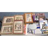 A Box of Picture of Prints to Include Egyptian Papyrus Set of Four Together with Rangers Football
