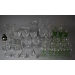 A Collection of Various Glasswares to Include Vases, Sweetmeat Dish, Noggin, Sugar Sifter, Heavy Cut