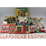 A Collection of Vintage Mid 20th Century Christmas Decorations to Include Baubles, Lights etc