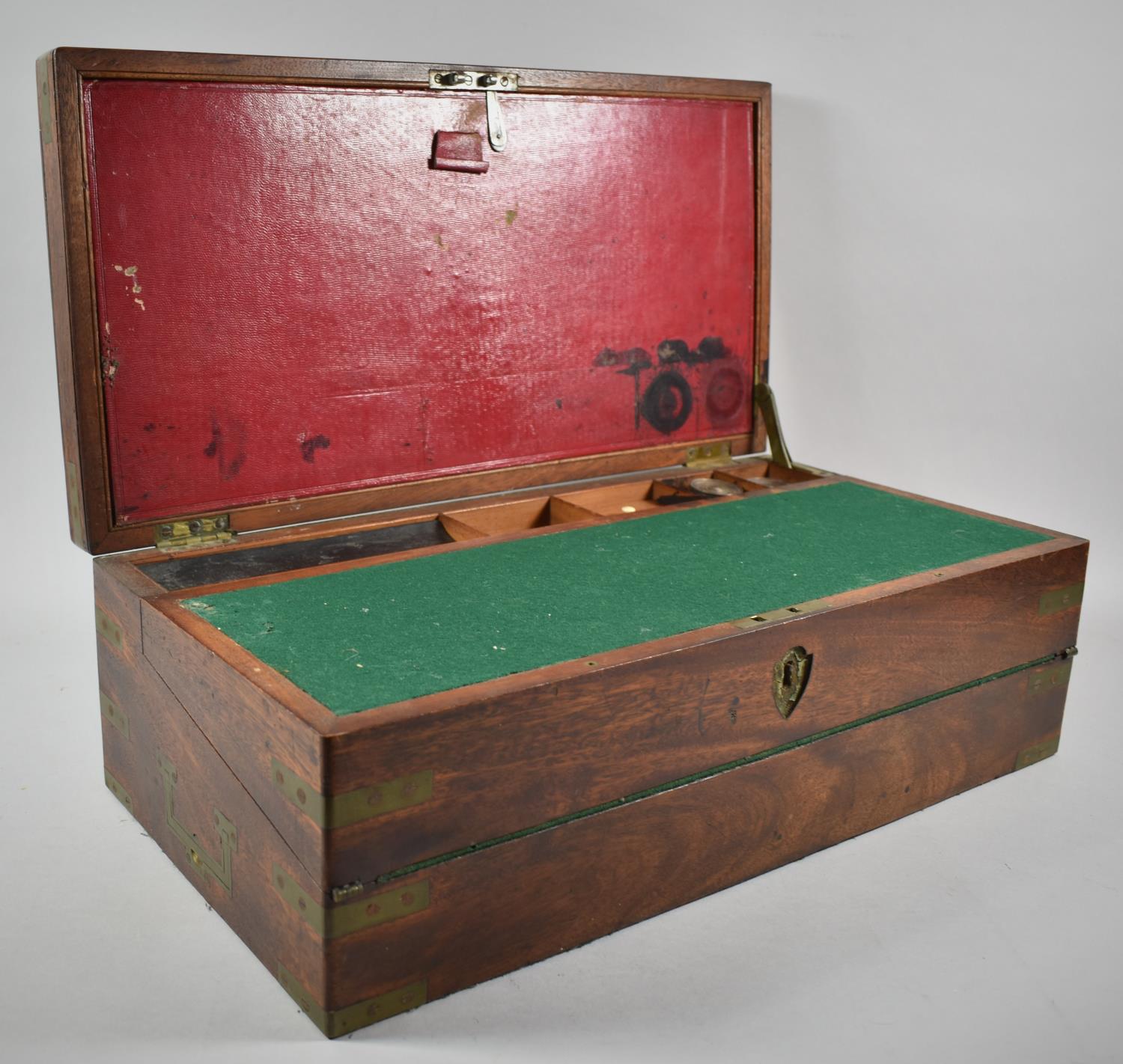 A 19th Century Mahogany Fall Front Writing Slope with Fitted Interior, Inset Brass Carrying - Image 2 of 7