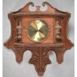 A Carved Wooden Wall Mounting Corner Shelf Unit with Inbuilt Clock, 53cm Wide