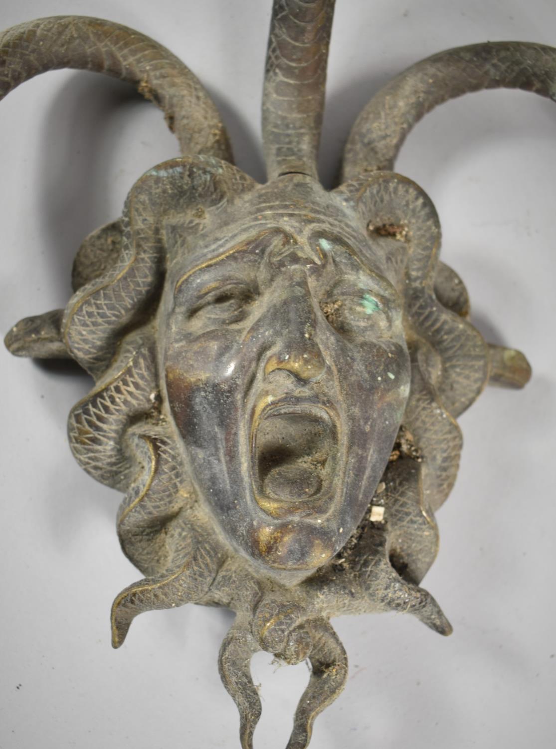 A Modern Cast Metal Bronze Effect Wall Hanging or Coat Rack in the Form of Medusa's Head with - Image 2 of 3