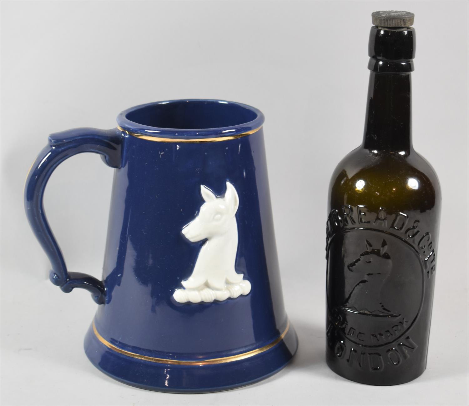 A Large Cobalt Blue Glazed Whitbread & Co. Tankard by Harry Tunnicliffe Ltd Together with a