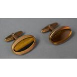 A Pair of 9ct Gold Framed Oval Gents Cufflinks, Total Weight 8.7g