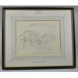 A Framed Pencil Sketch Depicting Girl Sleeping on Sofa, Maximilien Luce (1858-1941), Signed Lower
